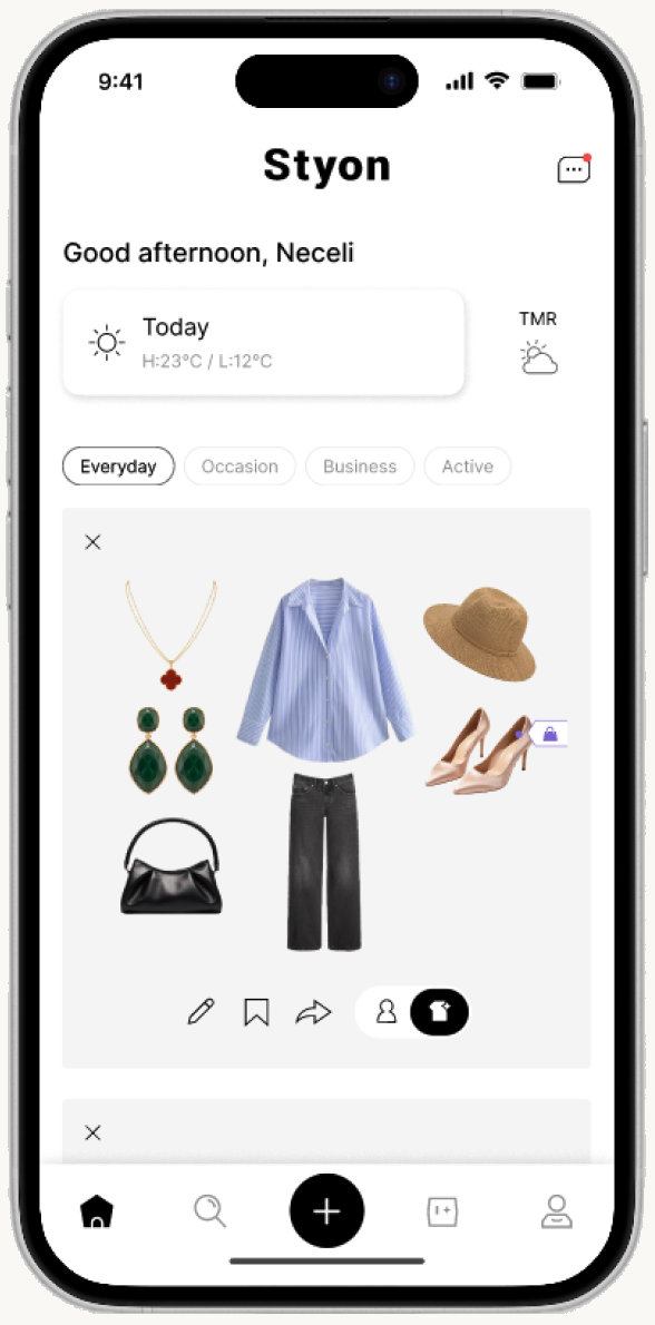 Daily outfit recommendation on STYON