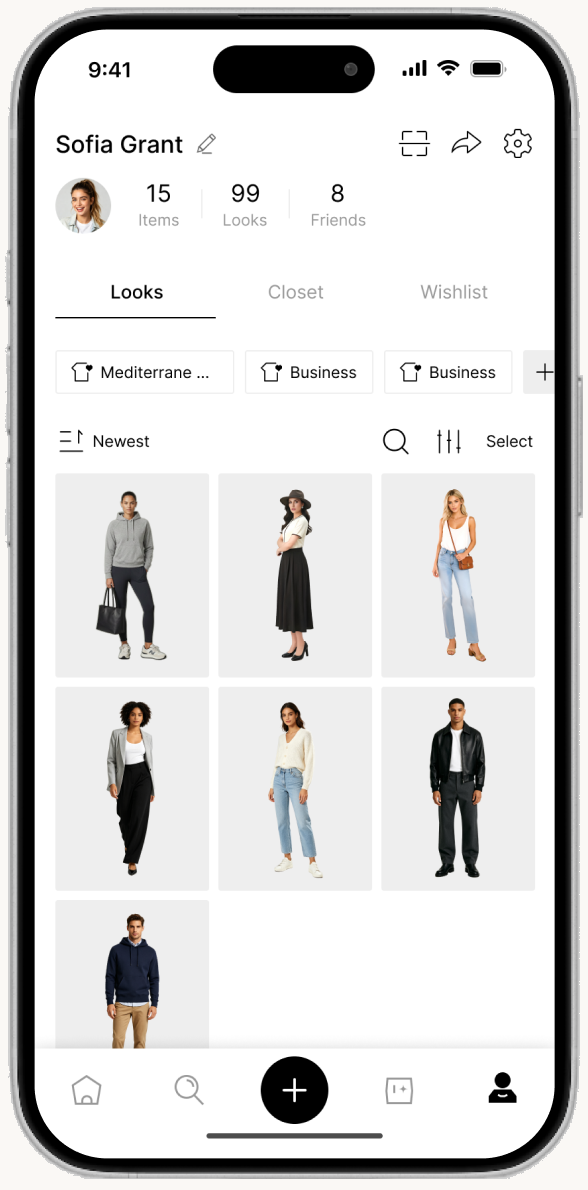 Saved looks grid on STYON