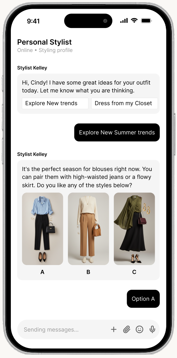 Personal stylist chat on STYON